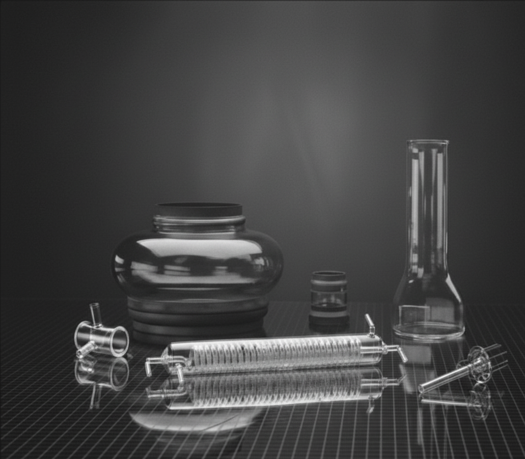 Glass sample components and vessels